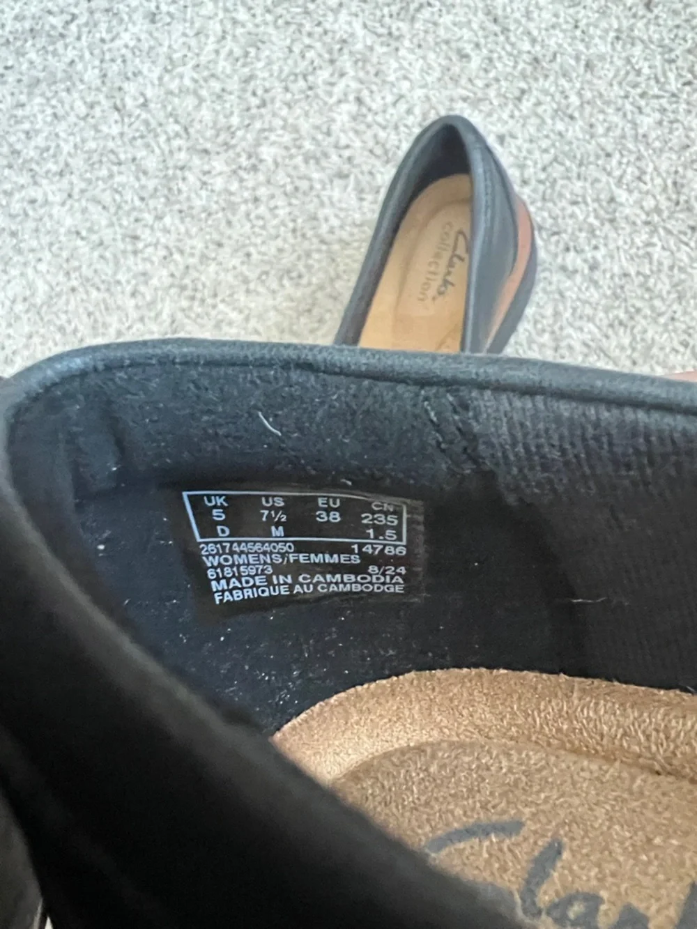 Clarks Westlynn Bella Black Leather Tassel Loafers with Brown Trim - Picture 6 of 9